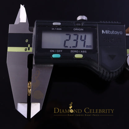 DiamondCelebritees Real 10K Yellow Gold Heart Round Stud 8.58mm Earrings with Real 0.25CT Diamonds