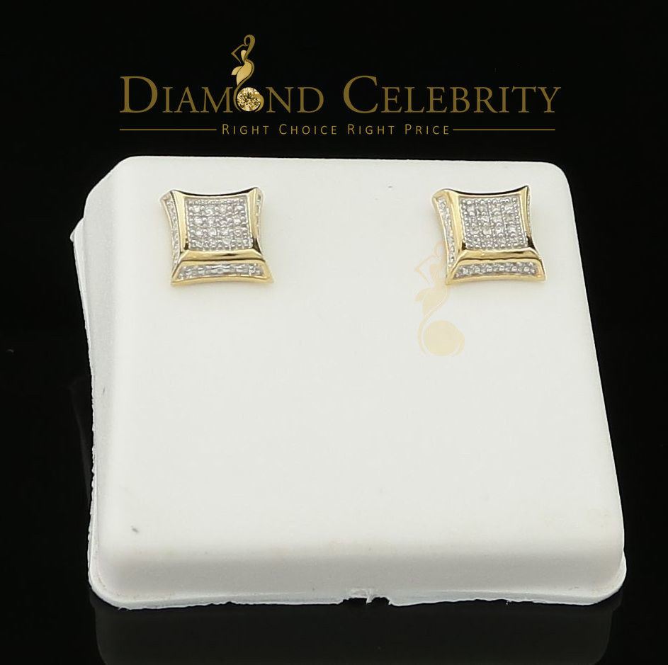 DiamondCelebritees Real Diamond 0.10CT with 10K Yellow Real Gold Men's /Ladies Studd Earring