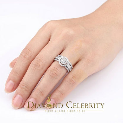 DiamondCelebritees 3.20ct Cubic Zirconia White Silver Womens Round Bridal Womens Ring Size 7