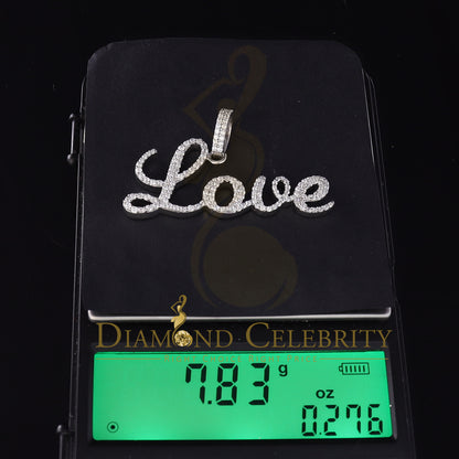 DiamondCelebritees White Attractive" LOVE" Letter 925 Sterling Silver Pendant 2.08ct Cubic Zirconia