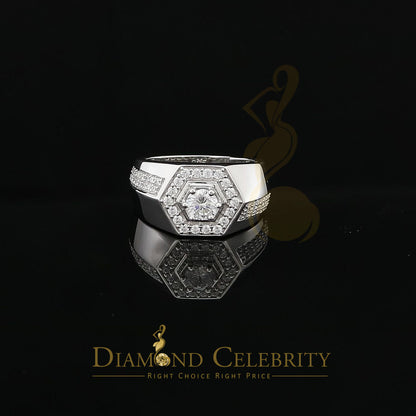 DiamondCelebritees 925 White Sterling Silver Cubic Zirconia 2.44ct Men Adjustable Ring Size 8 to 10