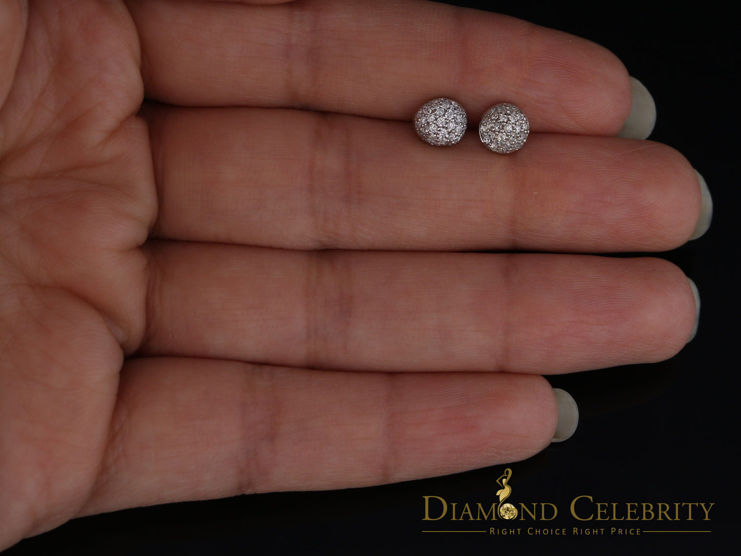 DiamondCelebritees  925 White Sterling Silver 0.64ct Cubic Zirconia Round Women's Stud Earrings