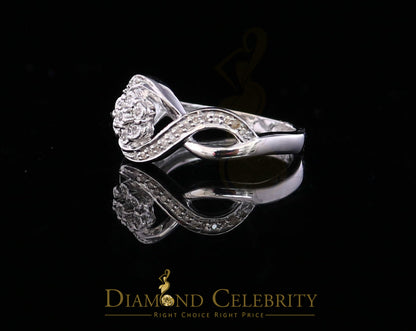 DiamondCelebritees 0.15 CT Real Diamond 925 Sterling Silver White Geometrical Womens Ring Size 7