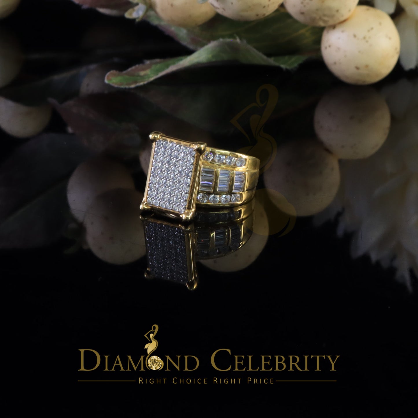 DiamondCelebritees 925 Yellow 5.82ct Cubic Zirconia Silver Cinderella Women's Ring SZ 7.5