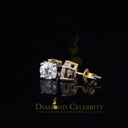 DiamondCelebritees 3.00ct VVS 'D' Moissanite Men's/Womens 925 Silver Yellow Round Stud Earrings