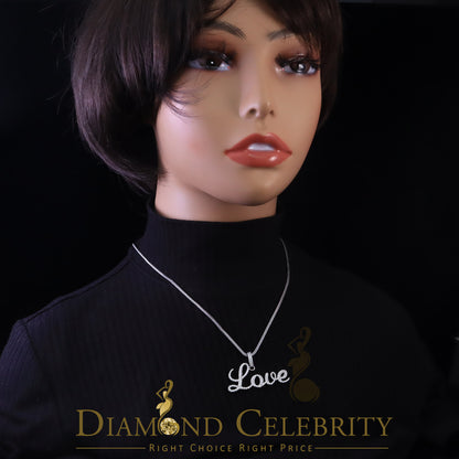 DiamondCelebritees White Attractive" LOVE" Letter 925 Sterling Silver Pendant 2.08ct Cubic Zirconia