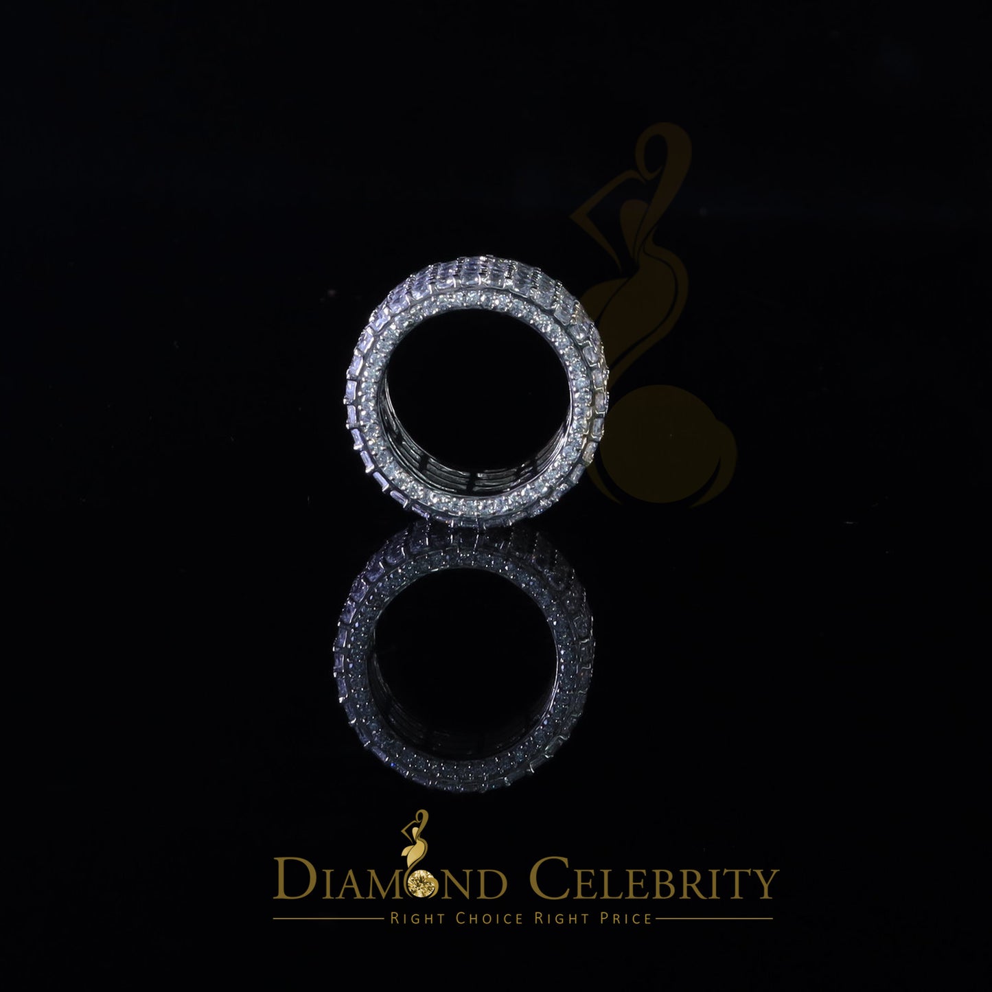 DiamondCelebritees 925 Cubic Zirconia 22.50ct White 925 Sterling Silver Eternity Men's Ring Size 10