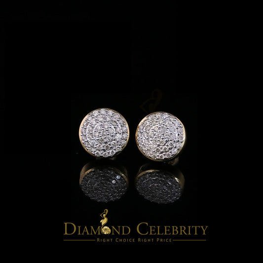 DiamondCelebritees 10K Real Yellow Gold Real Diamond 0.75CT Men's/Women's Stud Round Earring