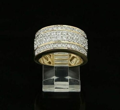 DiamondCelebritees 925 Sterling Yellow Silver 6.00ct Cubic Zirconia Round For Men's Ring Size 8