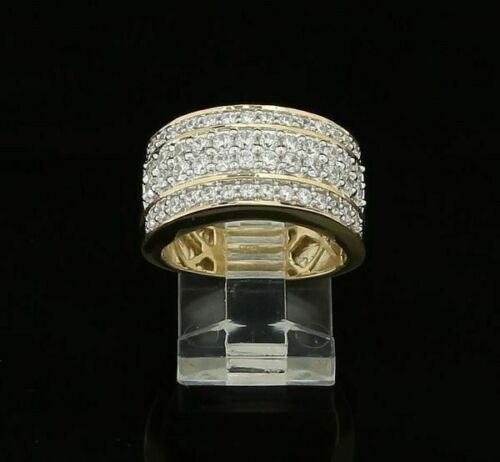 DiamondCelebritees 925 Sterling Yellow Silver 6.00ct Cubic Zirconia Round For Men's Ring Size 8