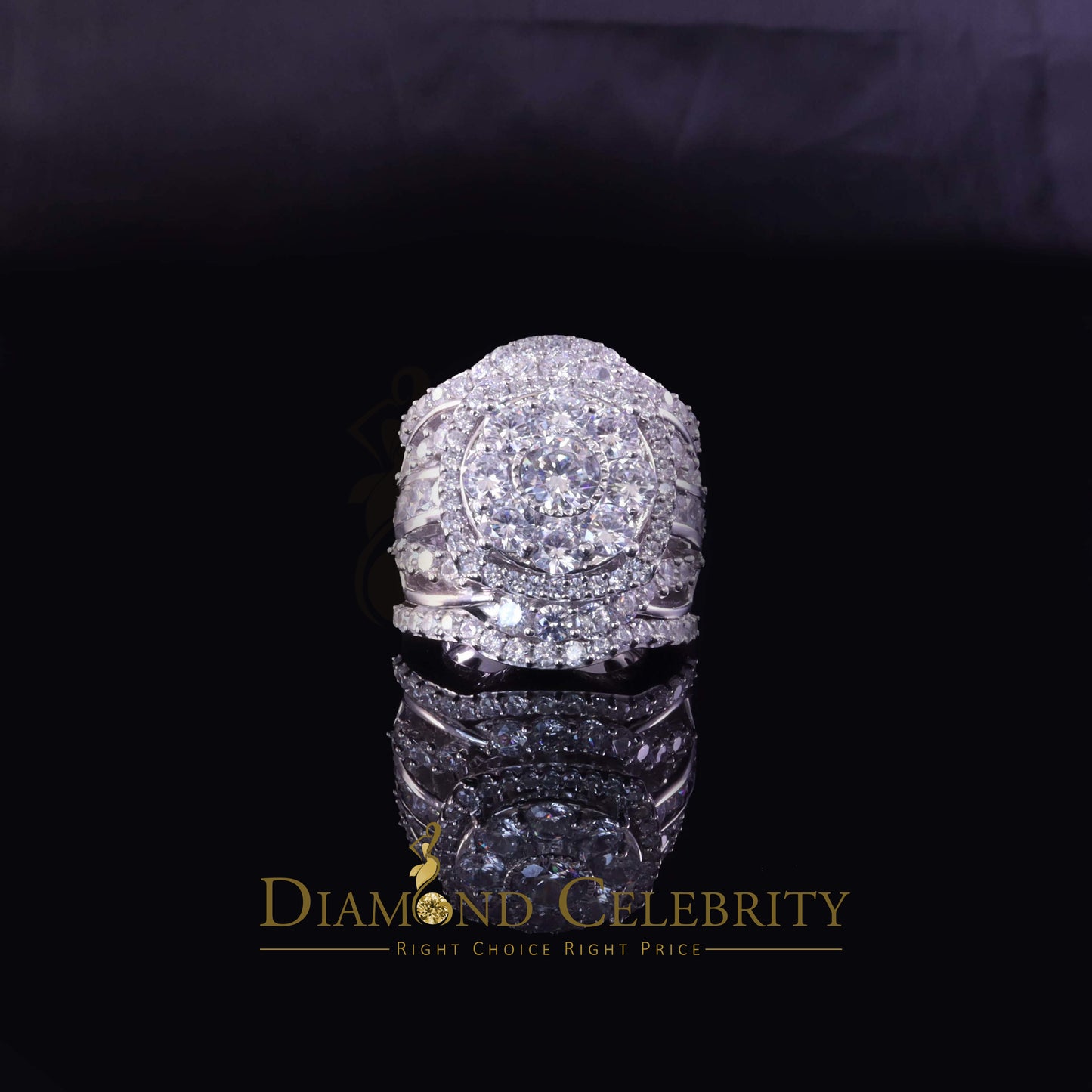 DiamondCelebritees 19.00ct Cubic Zirconia White Sterling Silver Men's/ Women Wedding Rings Size 9