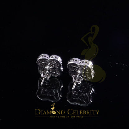 Diamondcelebritees 1.00ct 925 Sterling Silver Moissanite Clover Stud Earrings For Men & Women