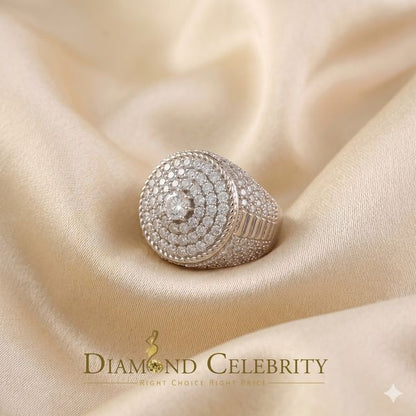 DiamondCelebritees 925 Silver White 6.00ct VVS 'D' Moissanite Stone Round Rings SZ 10 for Men's