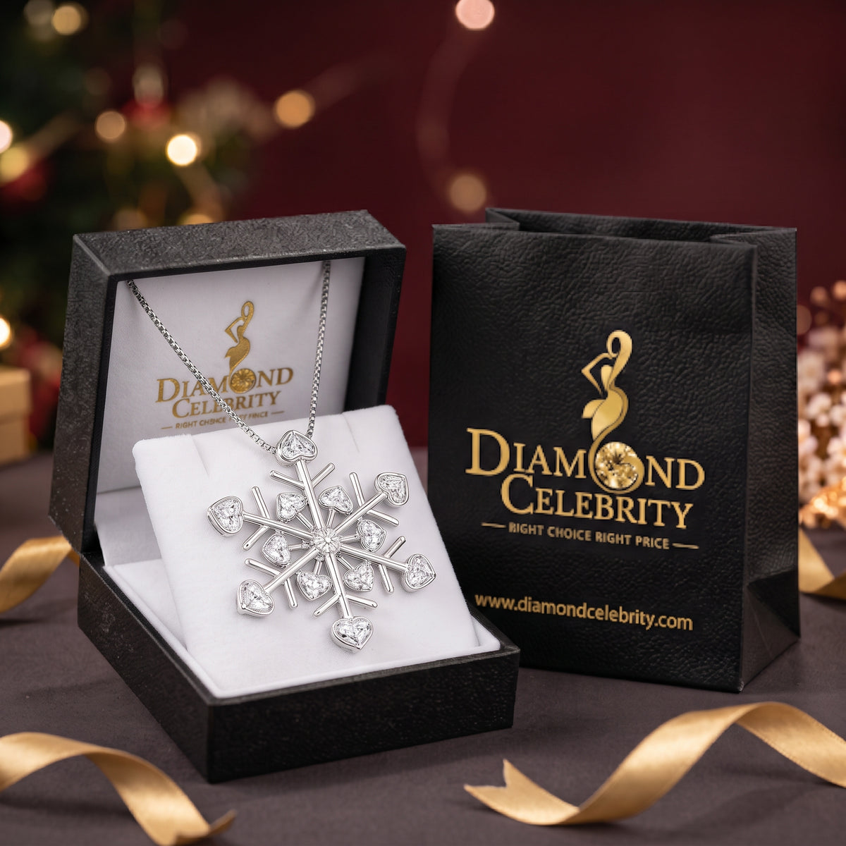 DiamondCelebritees  925 Sterling Silver White 0.01ct Real Diamond Snowflake Heart Accent Pendant