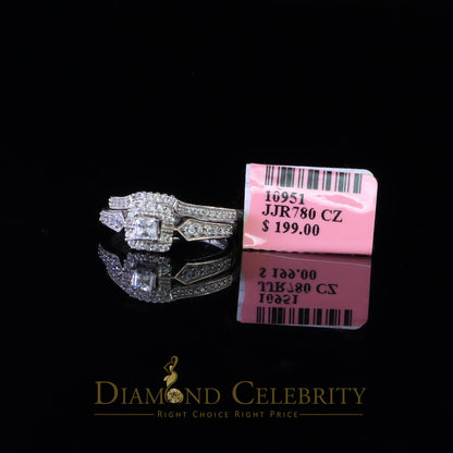 DiamondCelebritees 1.03ct Cubic Zirconia Sterling White Silver Square Bridal Womens style Ring Sz 7
