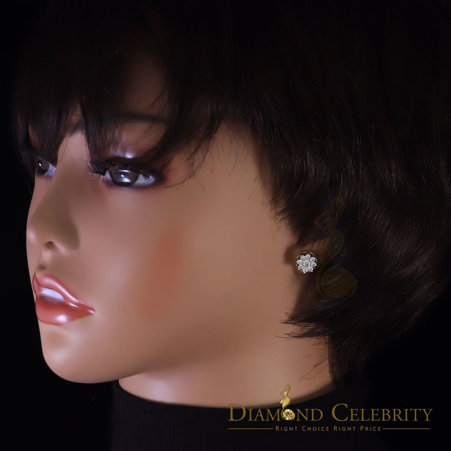 DiamondCelebritees FLORAL Earrings 10k Real Yellow Gold 1.00ct Vvs 'D' Color Genuine Moissanite