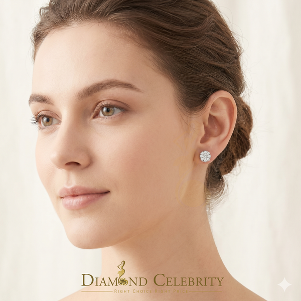 DiamondCelebritees  White 925 Silver Cubic 0.14ct Zirconia Women's & Men's Hip Hop Flower Earrings