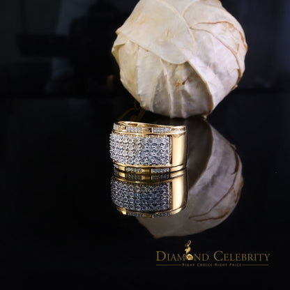 DiamondCelebritees Big 0.25ct Real Diamond 925 Yellow Miracle set Silver Wide Men's Band Ring SZ10