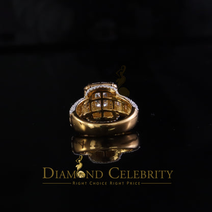 DiamondCelebritees 3.00ct VVS D Silver Yellow Emerald 925 Moissanite Square Baguette Ring SZ7 Women