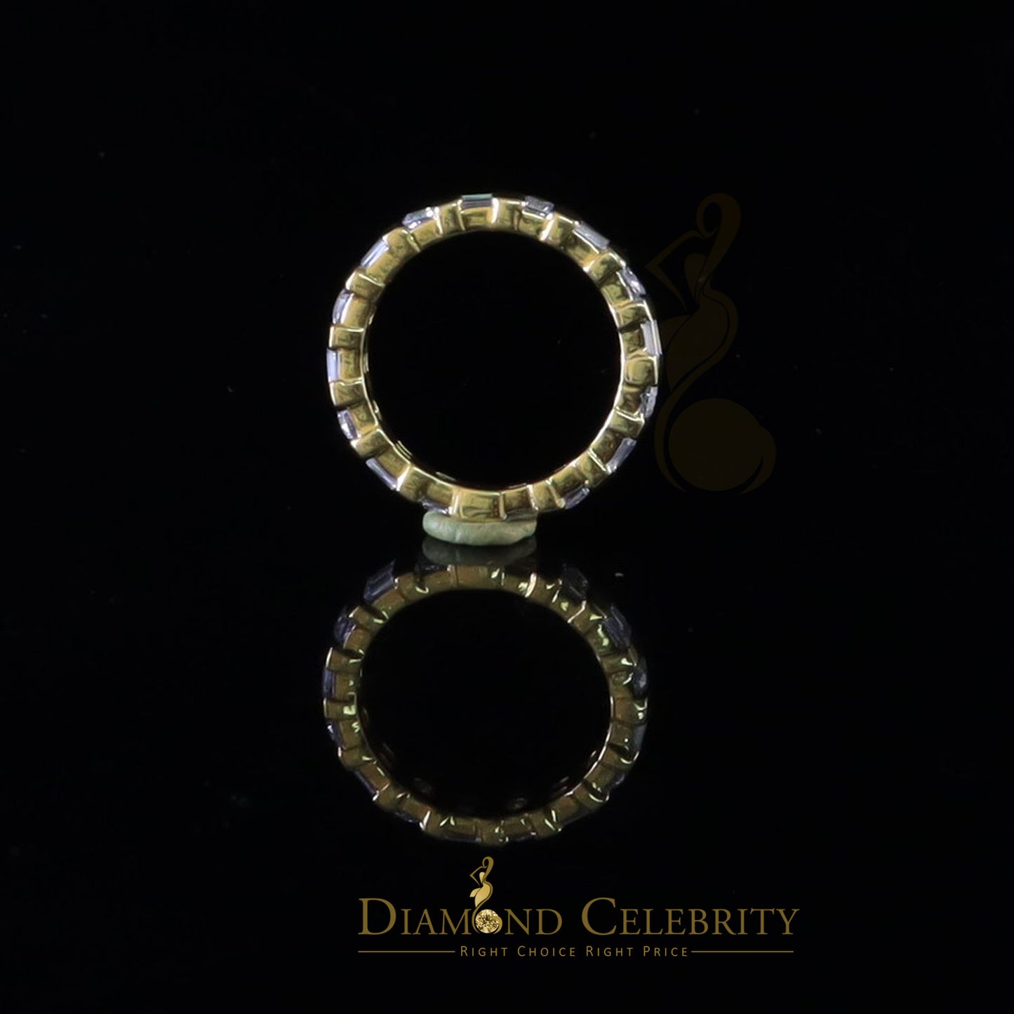 DiamondCelebritees 925 Sterling Yellow Silver 3.12ct Cubic Zirconia Eternity Women's Ring Size 8