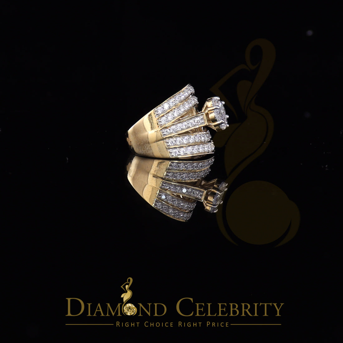DiamondCelebritees Women's 6.00ct. Cubic Zirconia 925 Yellow Sterling Silver Floral Ring Size 8