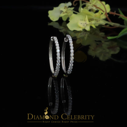 Diamondcelebritees 3.00ct Moissanite White 925 Sterling Silver Women's In and Out Hoop Earrings