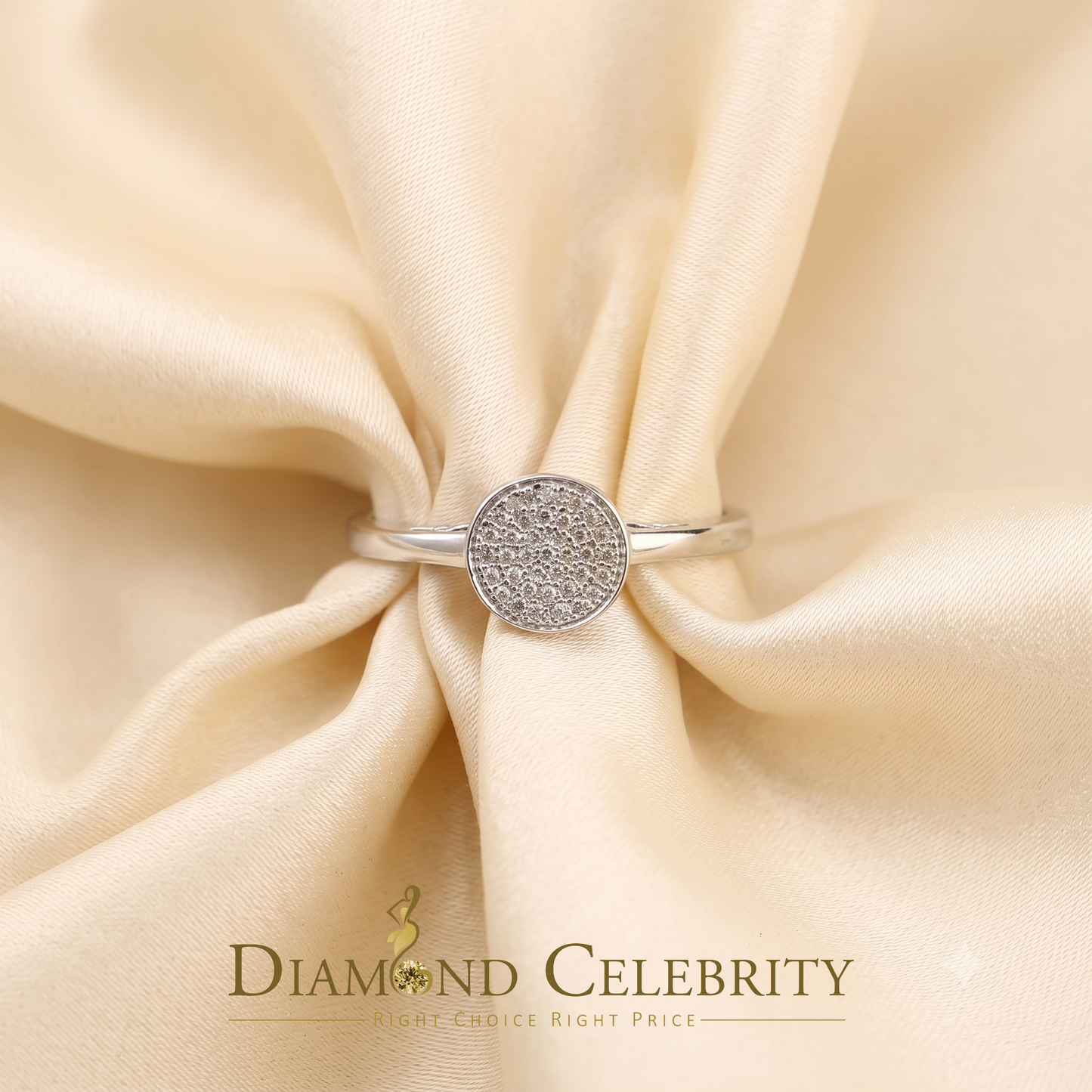 DiamondCelebritees 0.10CT Diamond 925 Sterling White Silver Round Engagement Womens Ring Size 7