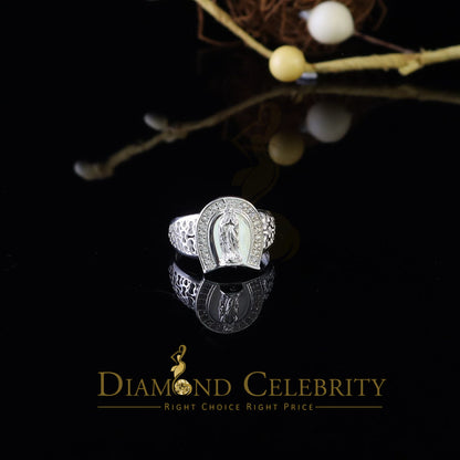 DiamondCelebritees White Virgin Merry CZ 925 Sterling Silver Horse Shoe Shape Women's Religious Ring SZ 8.5