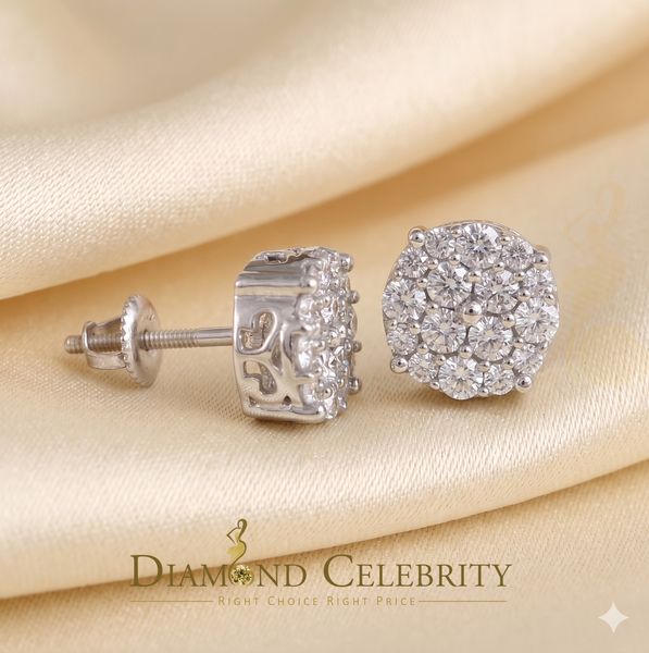 DiamondCelebritees  925 Sterling White Silver 2.0ct Cubic Zirconia Round Women's Stud Earrings