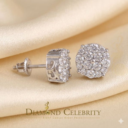 DiamondCelebritees  925 Sterling White Silver 2.0ct Cubic Zirconia Round Women's Stud Earrings