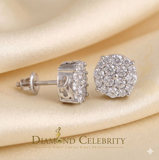 DiamondCelebritees  925 Sterling White Silver 2.0ct Cubic Zirconia Round Women's Stud Earrings