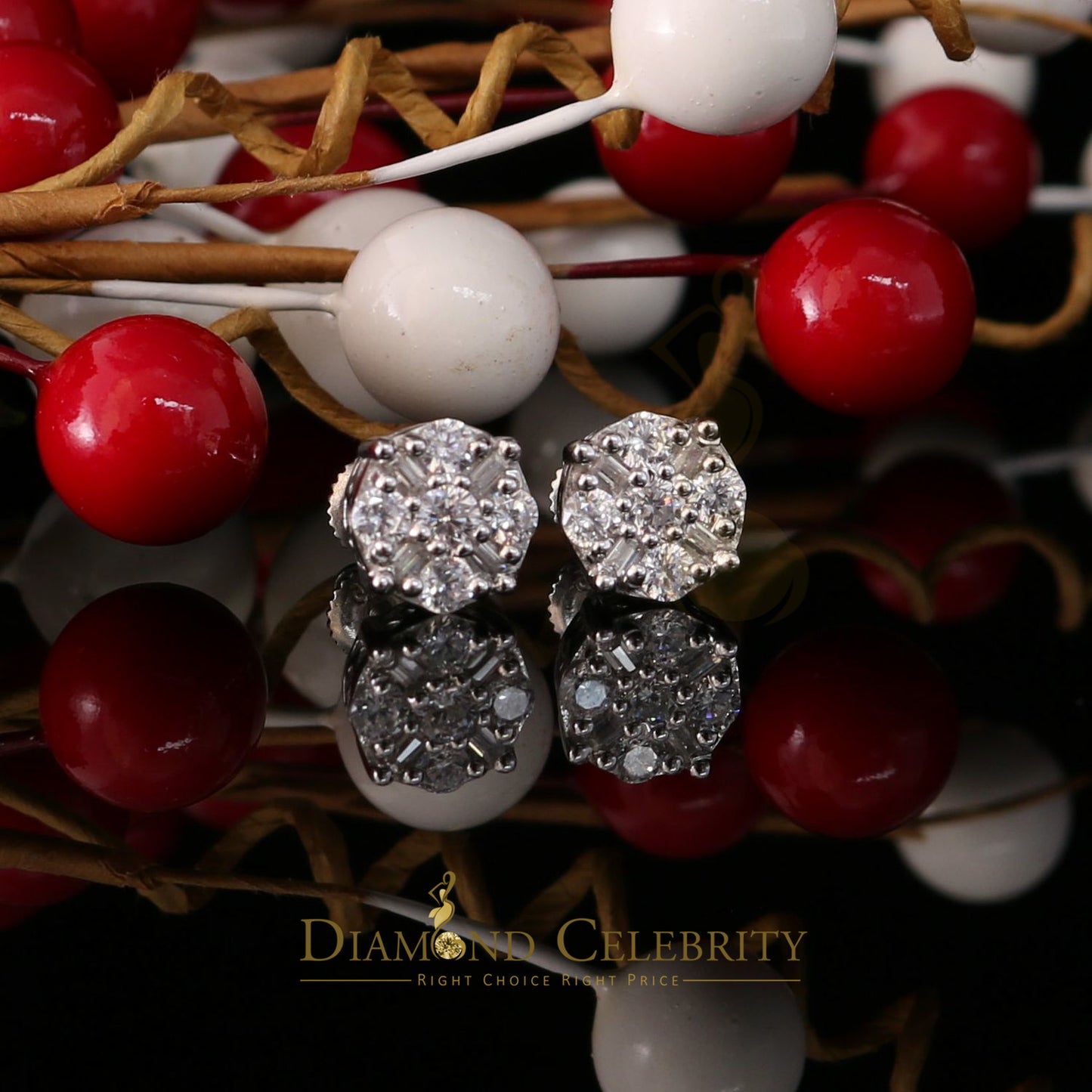 DiamondCelebritees  White 925 Sterling Silver 1.96ct Cubic Zirconia for Ladies Hip Hop Round Earring