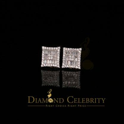 DiamondCelebritees  Yellow 925 Sterling Silver 0.68ct Cubic Zirconia Women's & Men's Square Earrings