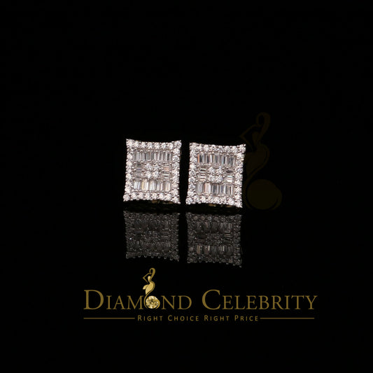 DiamondCelebritees  Yellow 925 Sterling Silver 0.68ct Cubic Zirconia Women's & Men's Square Earrings