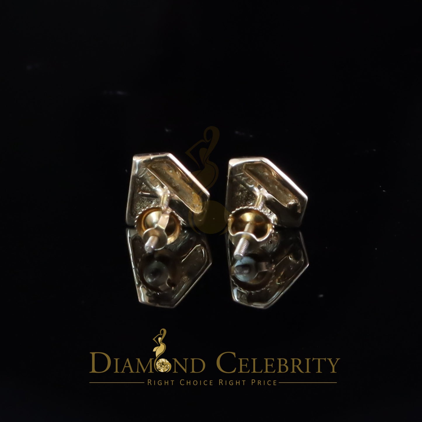 DiamondCelebritees 925 Sterling Silver Diamond 0.10ct Yellow For Men's/Womens Hip Hop Stud Earring
