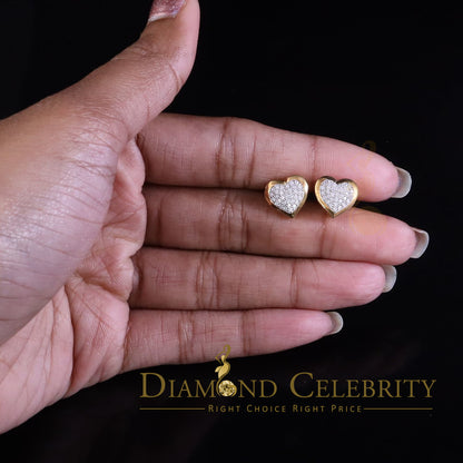 DiamondCelebritees  925 Sterling Yellow Silver 0.71ct Cubic Zirconia Heart Women's Stud Earrings