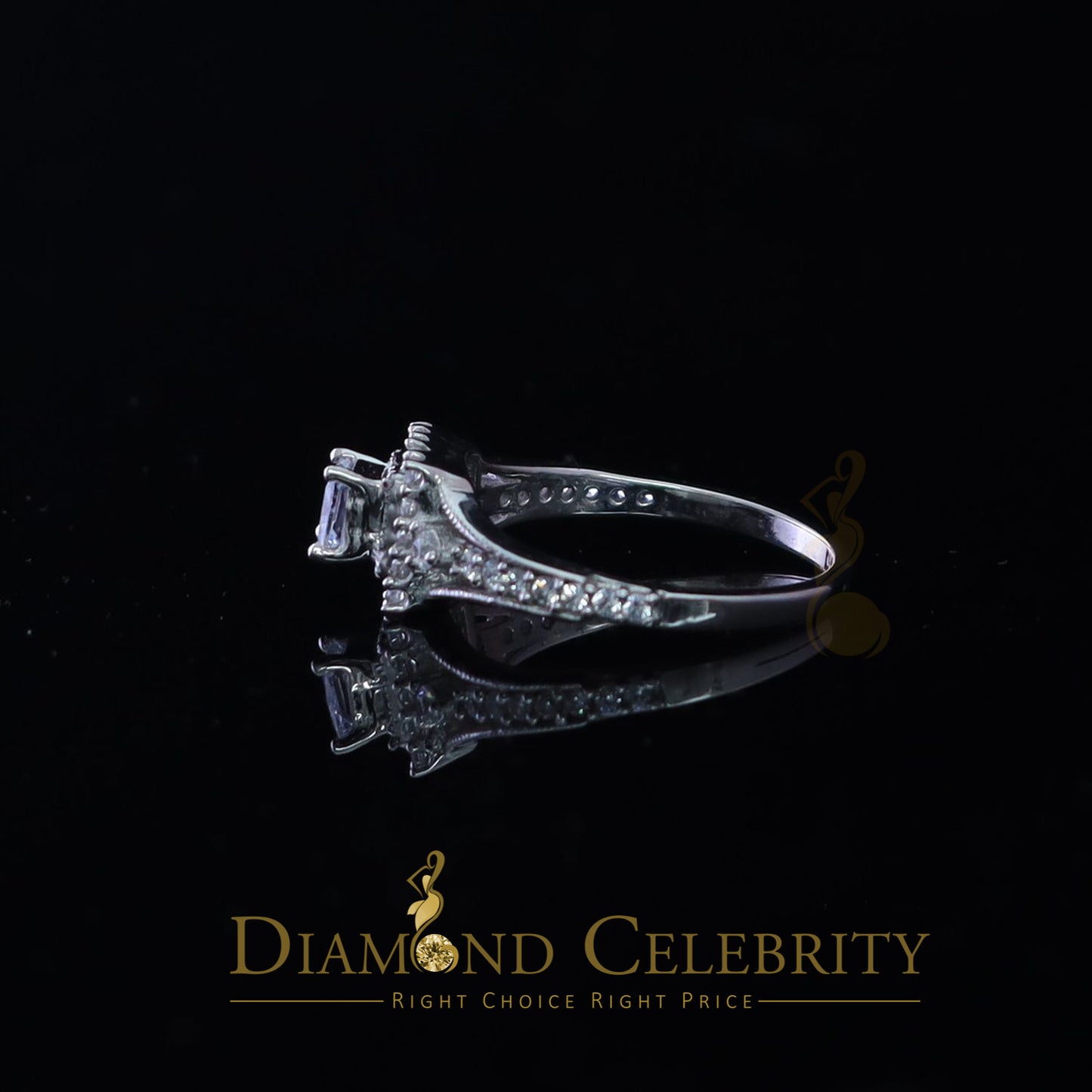 DiamondCelebritees 1.0CT 925 Sterling Silver White Ladies Ring Cubic Zirconia Ring Size 7