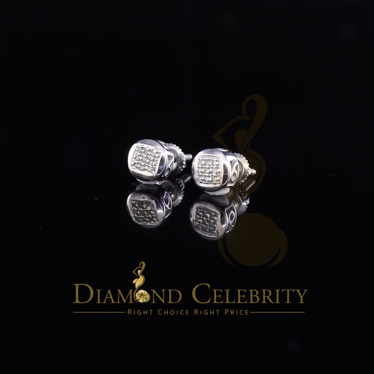 DiamondCelebritees 0.05ct Diamond 925 Sterling Silver White For Women's & Men's Round Stud Earring