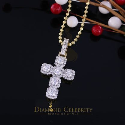 DiamondCelebritees Yellow 925 Sterling Silver Cross Fashion Pendant 8.03ct Cubic Zirconia Stone