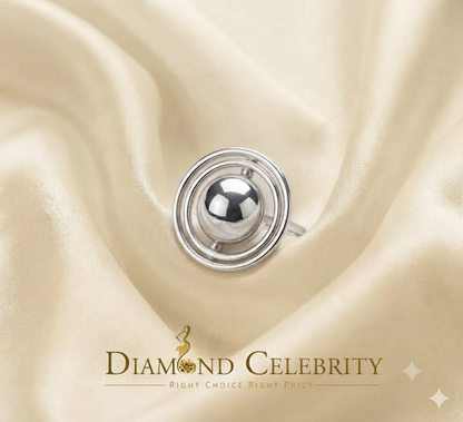 DiamondCelebritees White 925 Sterling Silver Solid Ball Women's Ring SZ 7