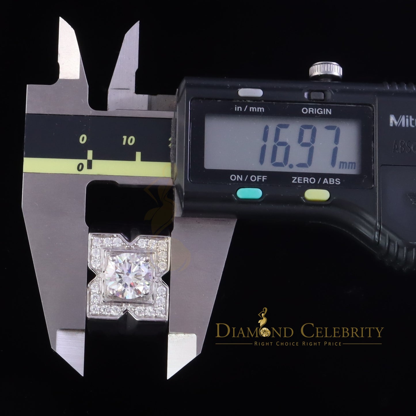 DiamondCelebritees 4.50ct Cubic Zirconia White 925 Silver Men's Adjustable Ring SZ From 9 to 11