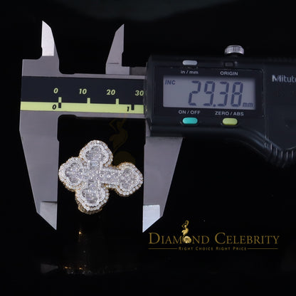 DiamondCelebritees New 925 Sterling Silver 6.00ct VVS D Moissanite Rings Size 10 Yellow Cross Men's