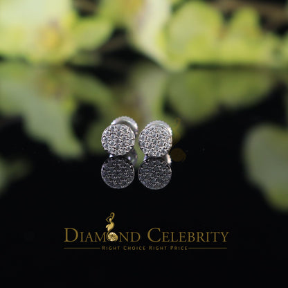 DiamondCelebritees  925 White Silver Aretes Para Hombre 0.30ct Cubic Zirconia Women's Round Earrings