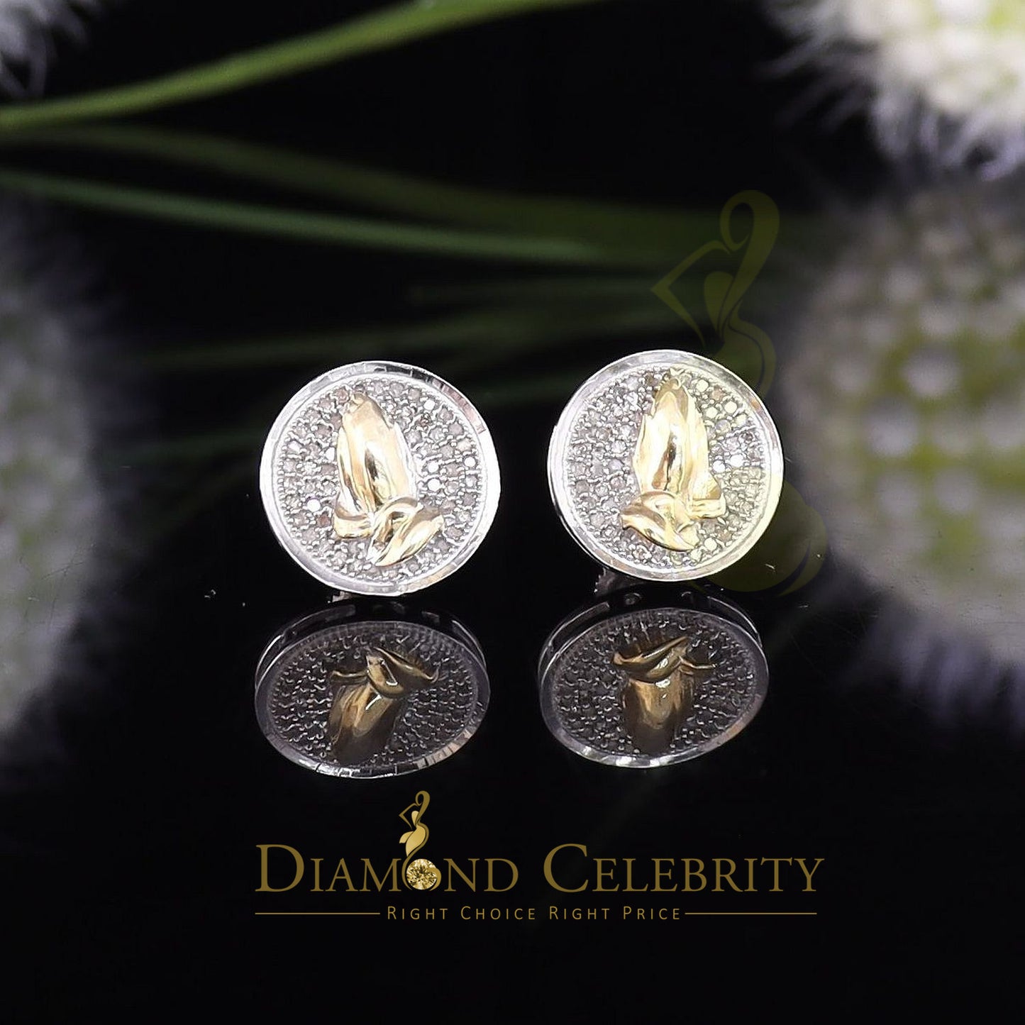 DiamondCelebritees 0.33ct Diamond 925 Sterling Silver White Round Earrings For Ladies & Gent's