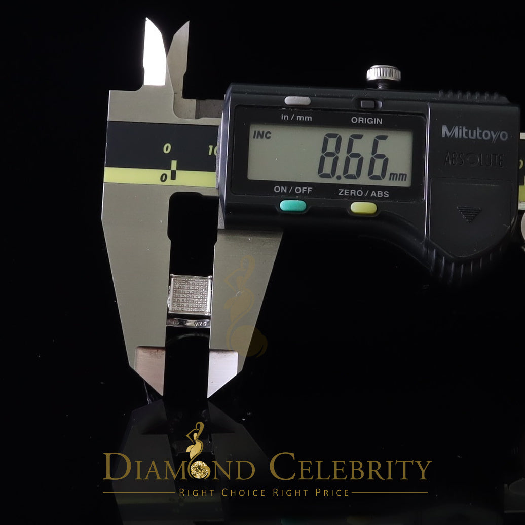 DiamondCelebritees 0.10CT Real Diamond 925 White Silver Engagement Womens Square Ring SZ 7