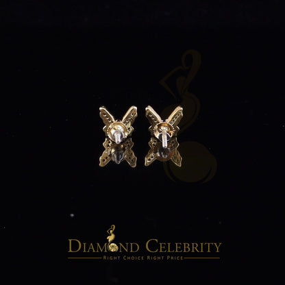 DiamondCelebritees Women's 0.10ct Real Diamond Butterfly Stud Earrings Yellow 925 Sterling Silver