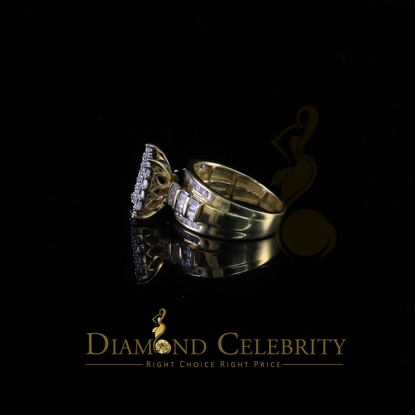 DiamondCelebritees 925 Sterling Yellow Square 2.36 ct Cubic Zirconia Silver Womens Ring Size 8