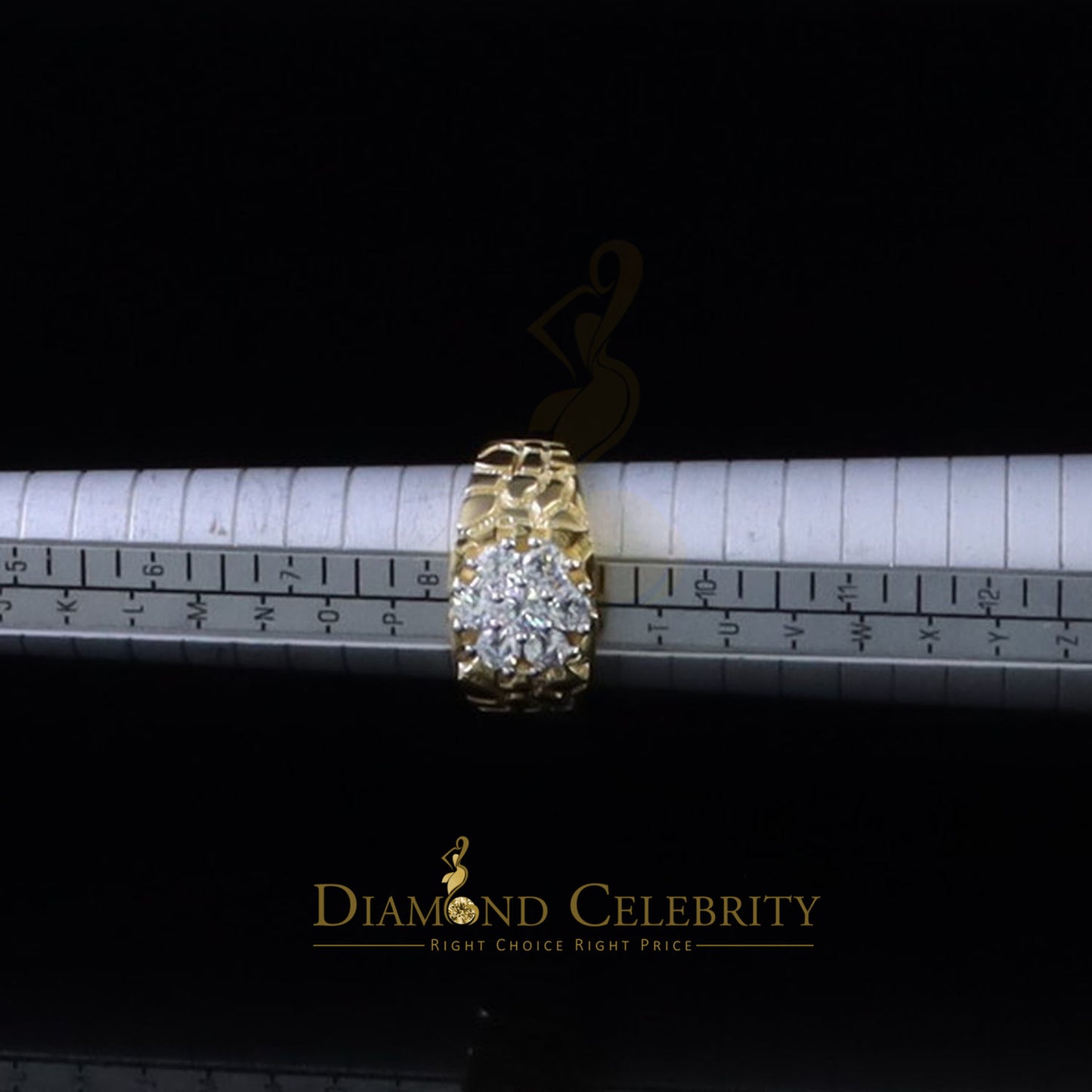 DiamondCelebritees 925 Yellow Sterling Silver 2.34ct Cubic Zirconia Promise Flower Ring Size 9