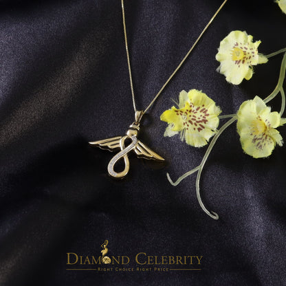 DiamondCelebritees  Real 0.05ct Diamond Sterling Silver Infinity with Wings Necklace Yellow Pendant