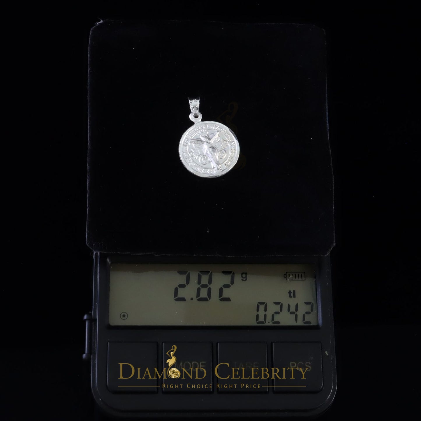 DiamondCelebritees Double Side Jesus & Benedict Men's/Women's Pendant Religious 925 Sterling Silver